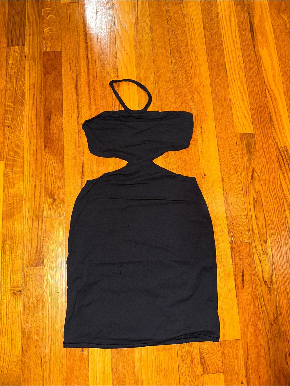 SKIMS Black Cutout Halter Mini Dress